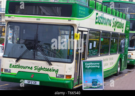 Eastbourne sightseeing coach bus, eastbourne, east sussex, uk Stock Photo