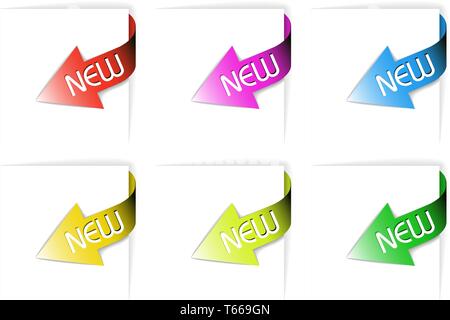 Colorful new corner ribbons set - arrows pointing at the content  (vector) Stock Vector