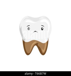 Illustration of sick tooth with rotten roots. Stock Vector
