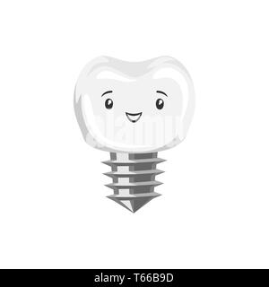 Illustration of smiling tooth implant. Stock Vector