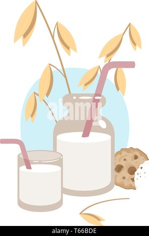 Oat milk. Vector illustration on white background. Eps 10 Stock Vector