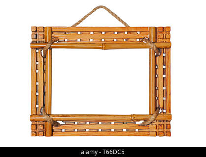 bamboo photo frame isolated on white background Stock Photo