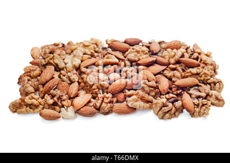 Group of assorted nuts isolated on white backgroun Stock Photo
