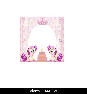 Birthday card with a cute unicorns Stock Vector