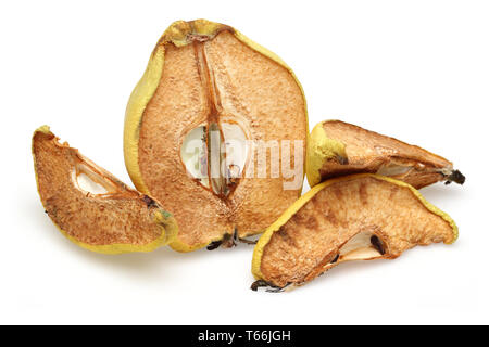 Dried Quince fruit slices isolated on white background Stock Photo