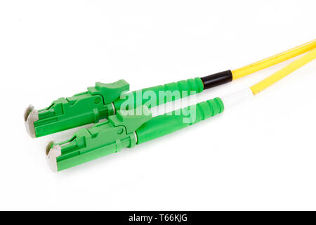 green fiber optic E2000 connector Stock Photo