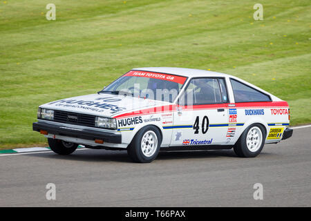 1980 Toyota Corolla 1600GT Coupe with driver David Green during the Gerry Marshall Trophy race at the 77th Goodwood GRRC Members Meeting, Sussex, UK. Stock Photo