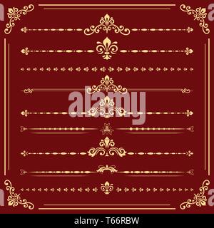 Vintage Set of Vector Horizontal Elements Stock Vector