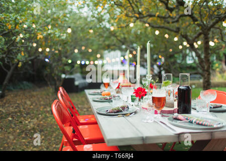 Dinner garden party table Stock Photo
