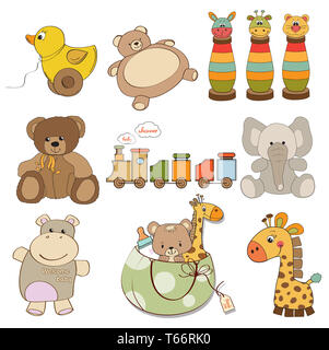 illustration of different toys items for baby Stock Photo