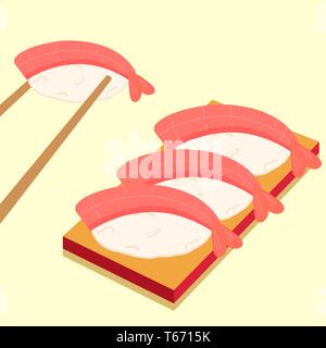 Sushi icons set Asian food. Flat style food. Isometric icons. Vector illustration Stock Vector