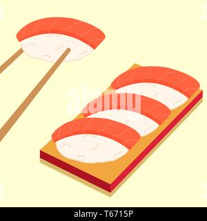 Sushi icons set Asian food. Flat style food. Isometric icons. Vector illustration Stock Vector