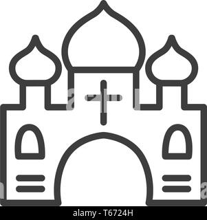 Urban and city element icon - church temple in trendy simple line art style Stock Vector