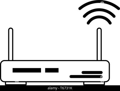 router icon cartoon in black and white Stock Vector