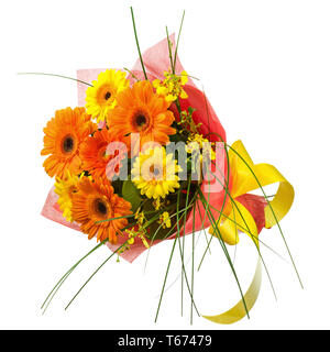 Bouquet from Gerbera Flowers Isolated on White Background. Stock Photo