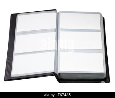 Old Leather Business Card Holder Isolated on White Background. Stock Photo