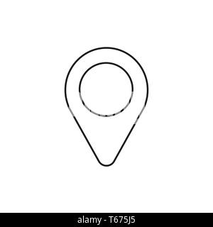 Vector icon of placemarker map pointer. Black outlines. Stock Vector