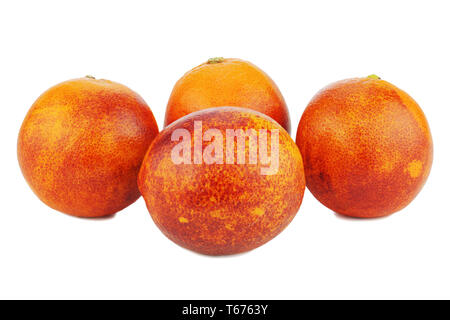 Ripe red blood oranges isolated on white backgroun Stock Photo