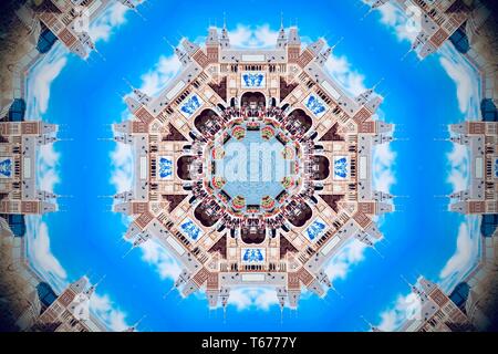The Rijksmuseum in Amsterdam, Netherlands. Image created using a kaleidoscope filter. April 2019. Stock Photo