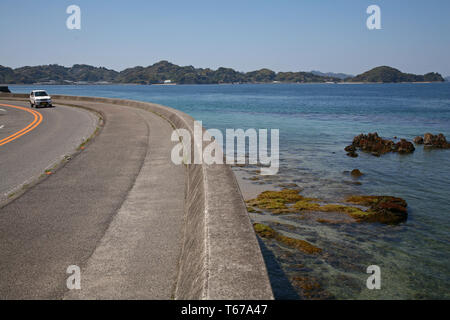 ocean front road along Seto Sea near Matsuyama Japan Stock Photo