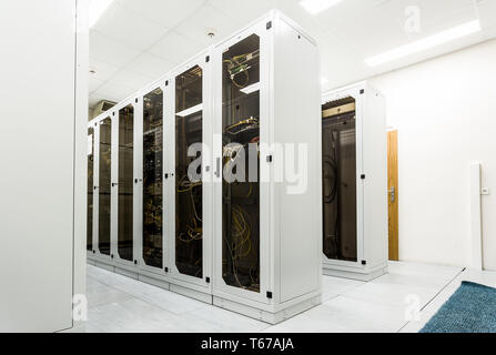 Racks with network equipment Stock Photo