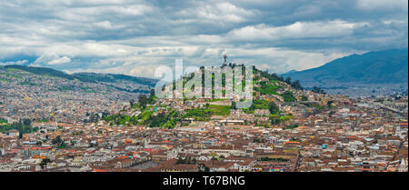 Panorama of the skyline of Quito and its historic city center, Ecuador. Stock Photo