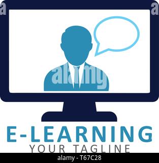 E learning logo . Editable vector EPS. Stock Vector