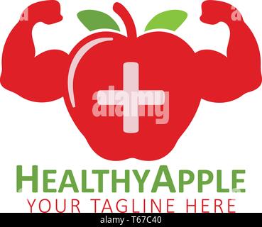 Healthy apple logo. Editable vector EPS. Stock Vector