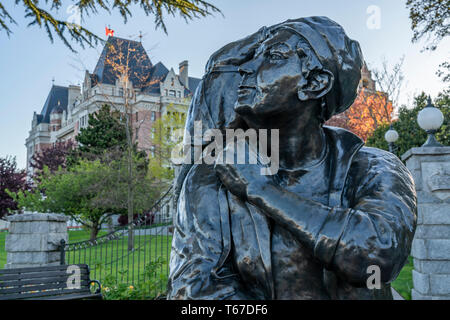 A statue of artist and writer Emily Carr near the Empress Hotel in Victoria, British Columbia, Canada. Stock Photo