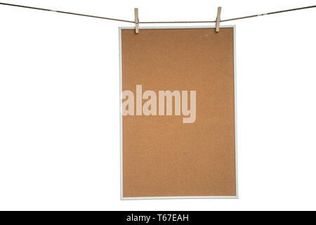 closeup of blank note paper on cork board Stock Photo