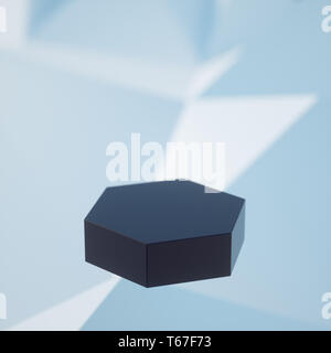 Podium on a geometric background with bokeh effect Stock Photo