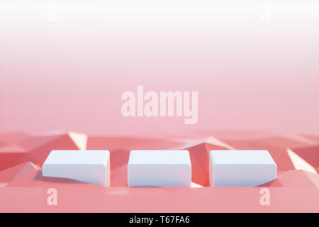 Podium on a geometric background with bokeh effect Stock Photo
