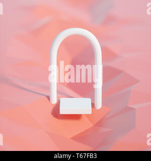 Podium on a geometric background with bokeh effect Stock Photo