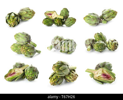 Tasty artichokes on white background Stock Photo