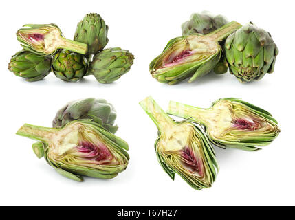 Tasty artichokes on white background Stock Photo