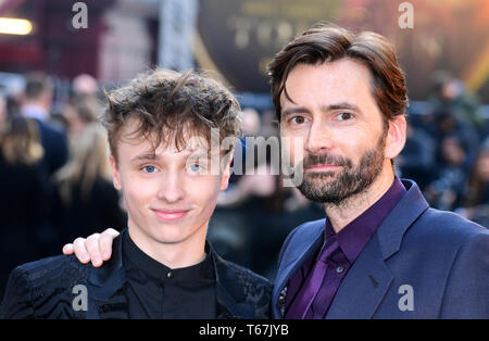 Ty Tennant (left) and David Tennant attending the UK premiere of Tolkien held at Curzon Mayfair, London Stock Photo