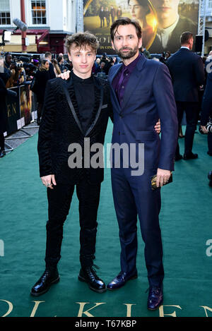 Ty Tennant (left) and David Tennant attending the UK premiere of Tolkien held at Curzon Mayfair, London Stock Photo