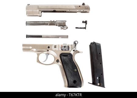 disassembled Semi-automatic gun Stock Photo