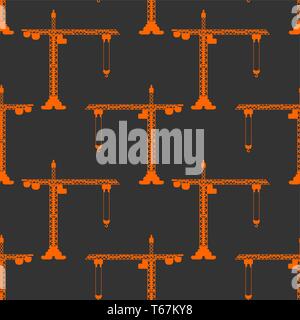 Lifting crane pattern seamless. Construction industrial background. Children cloth texture. Stock Vector