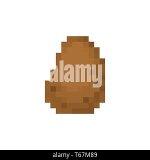 Potato pixel art. Vegetable pixelated. Old game graphics. 8 bit Vector illustration Stock Vector