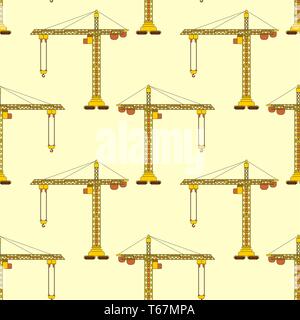 Lifting crane pattern seamless. Construction industrial background. Children cloth texture. Stock Vector