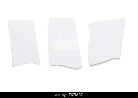 ripped white  pieces of paper, isolated on white Stock Photo