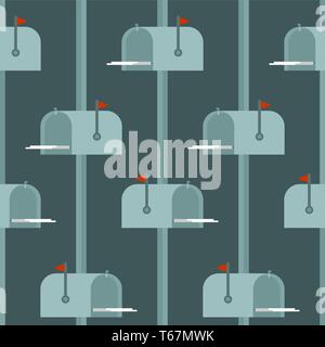 Mailbox pattern seamless. Box for letters for street background. Vector texture Stock Vector