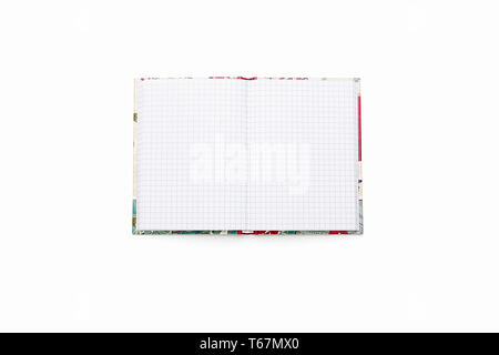 blank open squared text book, isolated on white Stock Photo