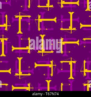 Lifting crane pattern seamless. Construction industrial background. Children cloth texture. Stock Vector