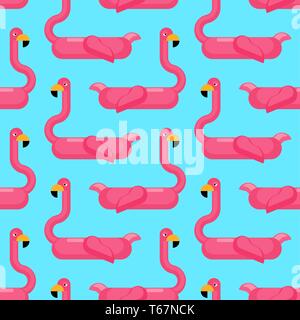 Inflatable Pink flamingo pattern Seamless . toy for swimming background Stock Vector