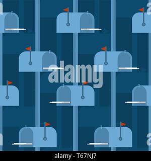 Mailbox pattern seamless. Box for letters for street background. Vector texture Stock Vector