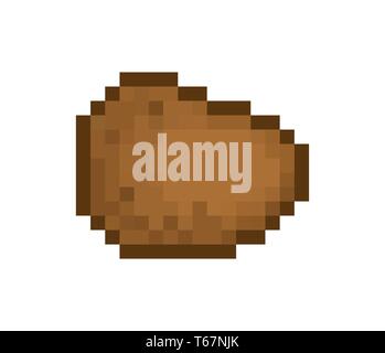 Potato pixel art. Vegetable pixelated. Old game graphics. 8 bit Vector illustration Stock Vector