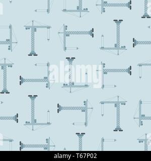 Lifting crane pattern seamless. Construction industrial background. Children cloth texture. Stock Vector
