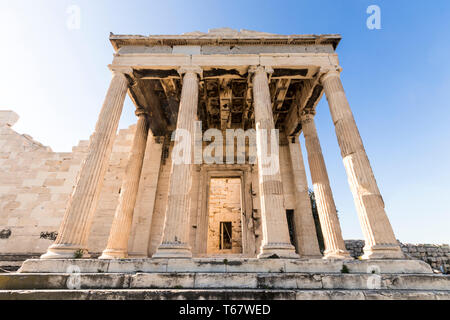 Athens, Greece. The Erechtheion, an ancient Greek temple on north side of the Acropolis dedicated to Athena and Poseidon